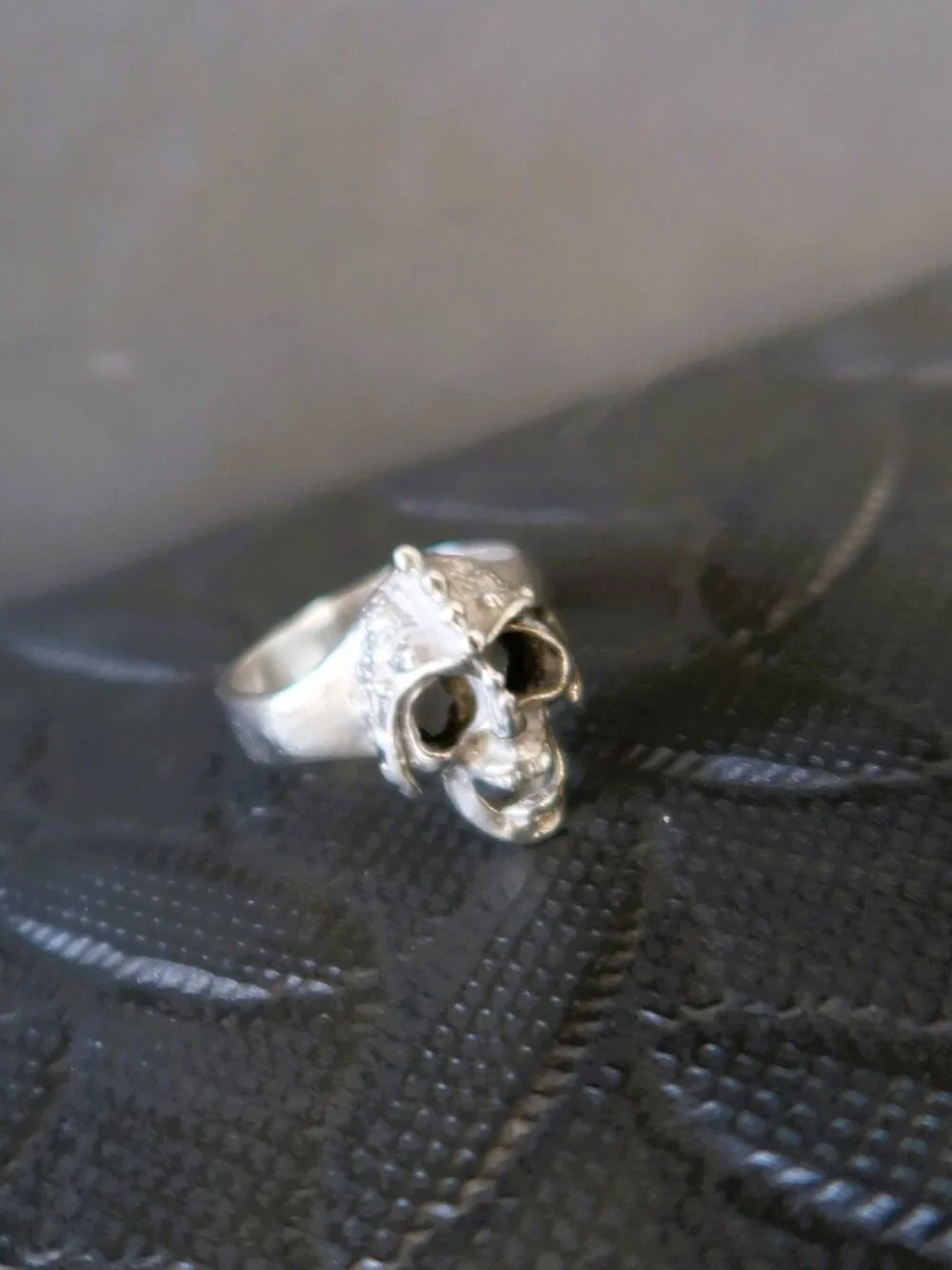 Sterling The Last Laugh Edgy Screaming Skull Silver Ring Large Biker Unisex